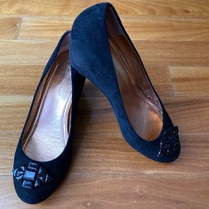 BCBGENERATION Black Kidsuede Wedge Pumps
